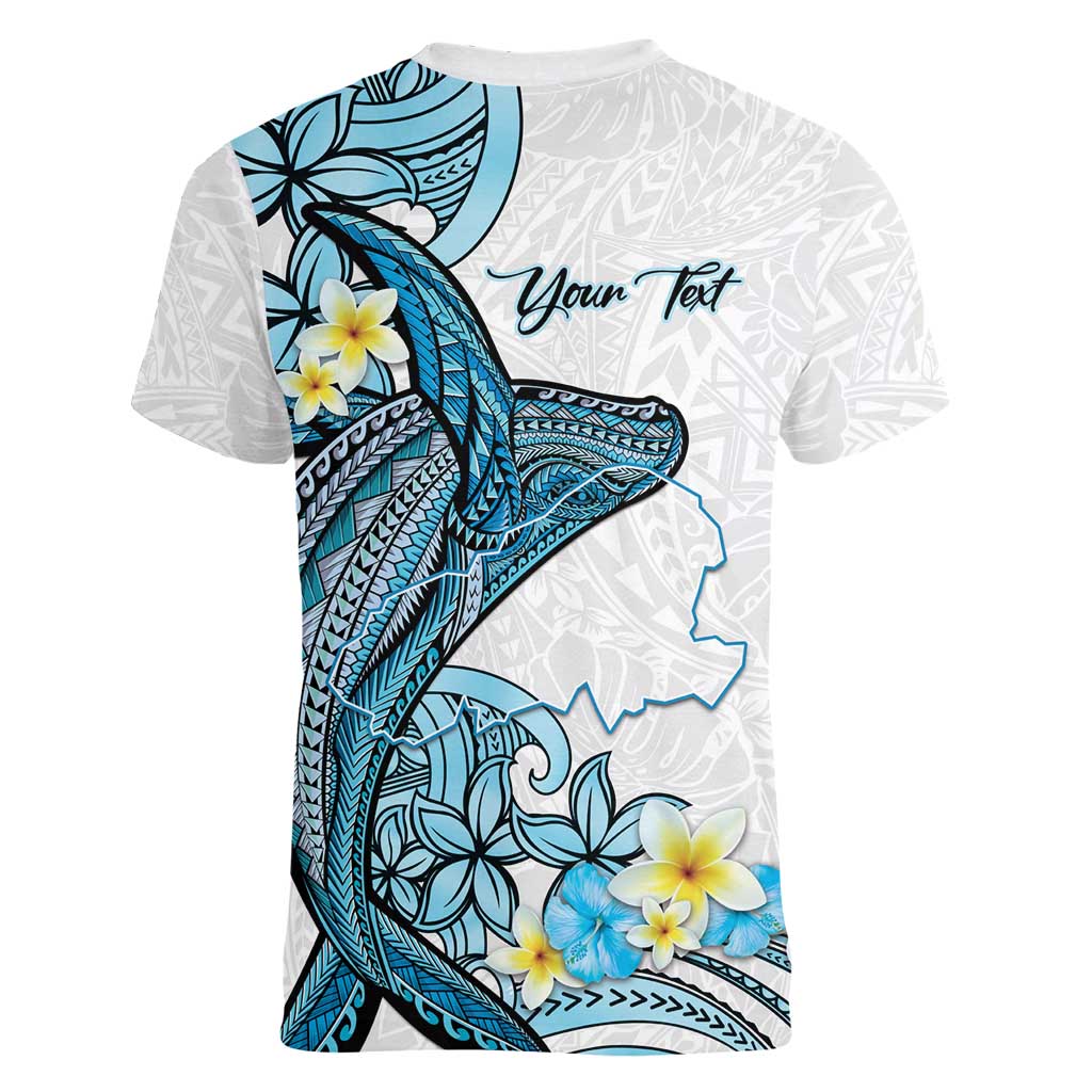 Personalised Aloha Hawaii Kahoolawe Island Women V-Neck T-Shirt Target Isle Map With Humpback Whale LT14 - Polynesian Pride