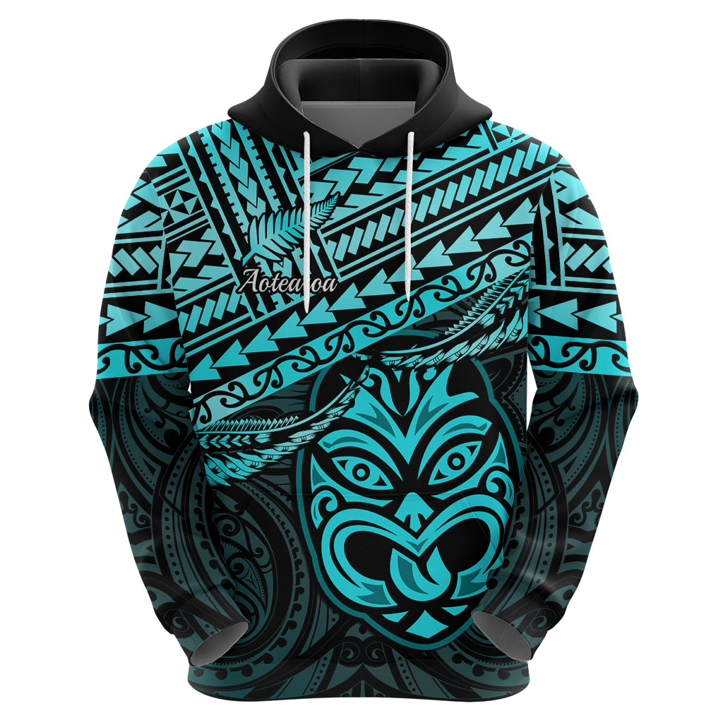 Custom Matariki New Zealand Hoodie Maori New Year Tiki Turquoise Version LT14