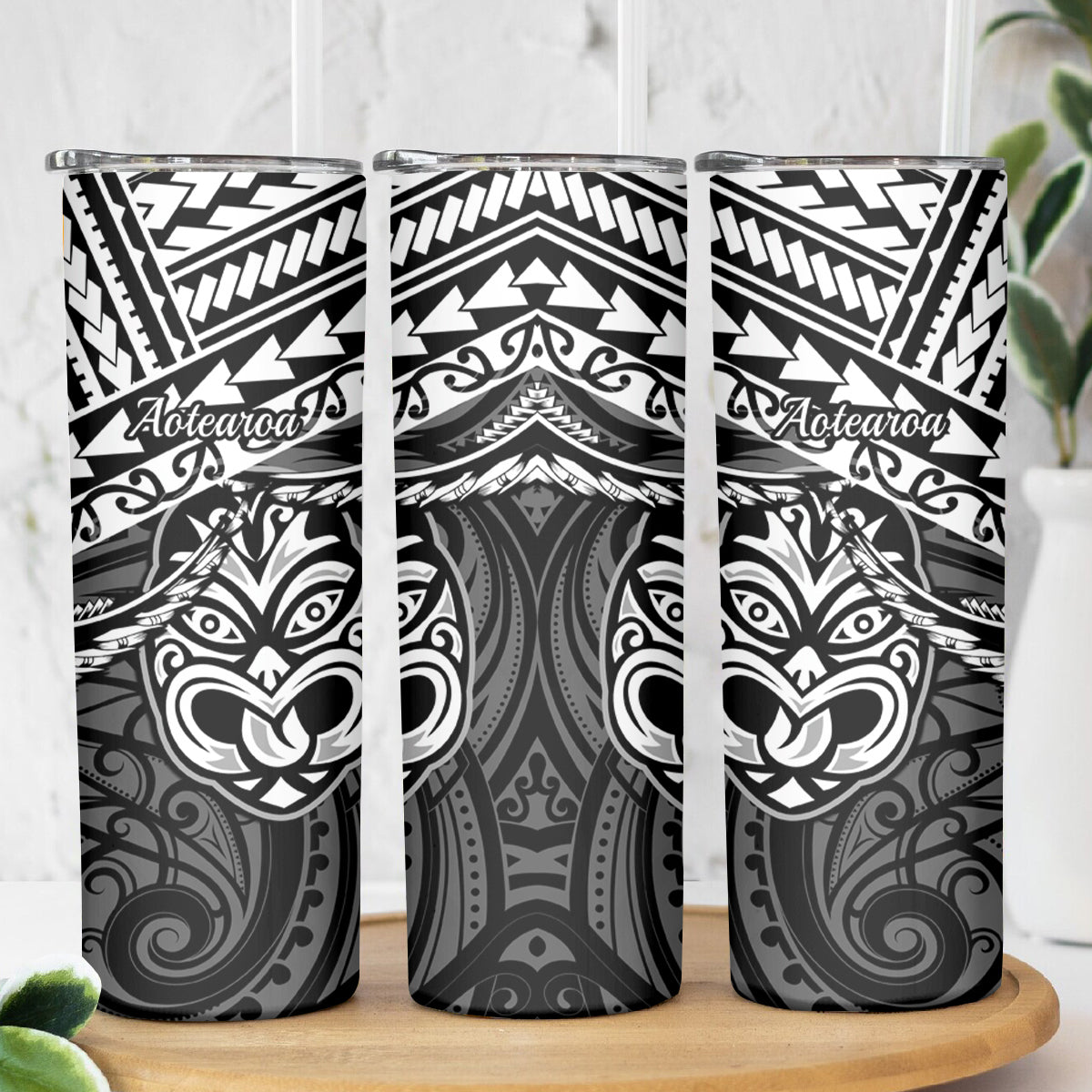 Matariki New Zealand Skinny Tumbler Maori New Year Tiki Black Version