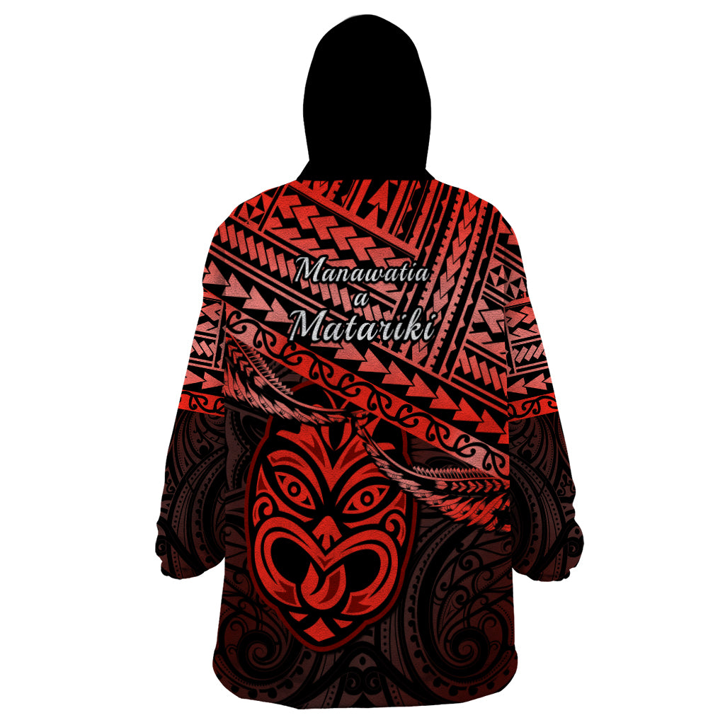 Matariki New Zealand Wearable Blanket Hoodie Maori New Year Tiki Red Version LT14