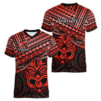 Personalised Matariki New Zealand Women V Neck T Shirt Maori New Year Tiki Red Version LT14