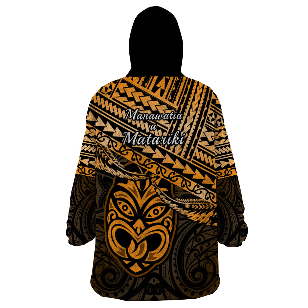 Matariki New Zealand Wearable Blanket Hoodie Maori New Year Tiki Gold Version LT14