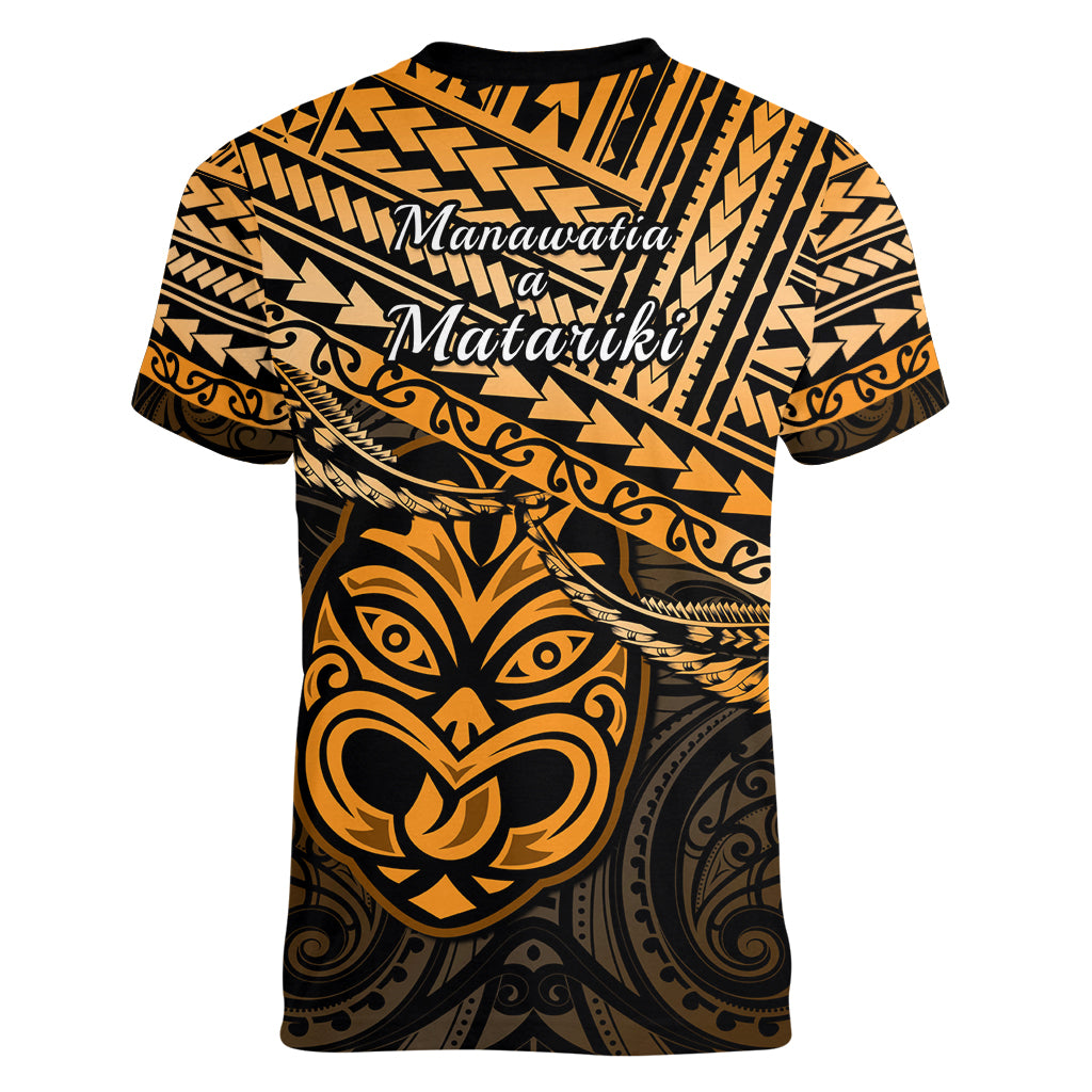 Matariki New Zealand Women V Neck T Shirt Maori New Year Tiki Gold Version LT14
