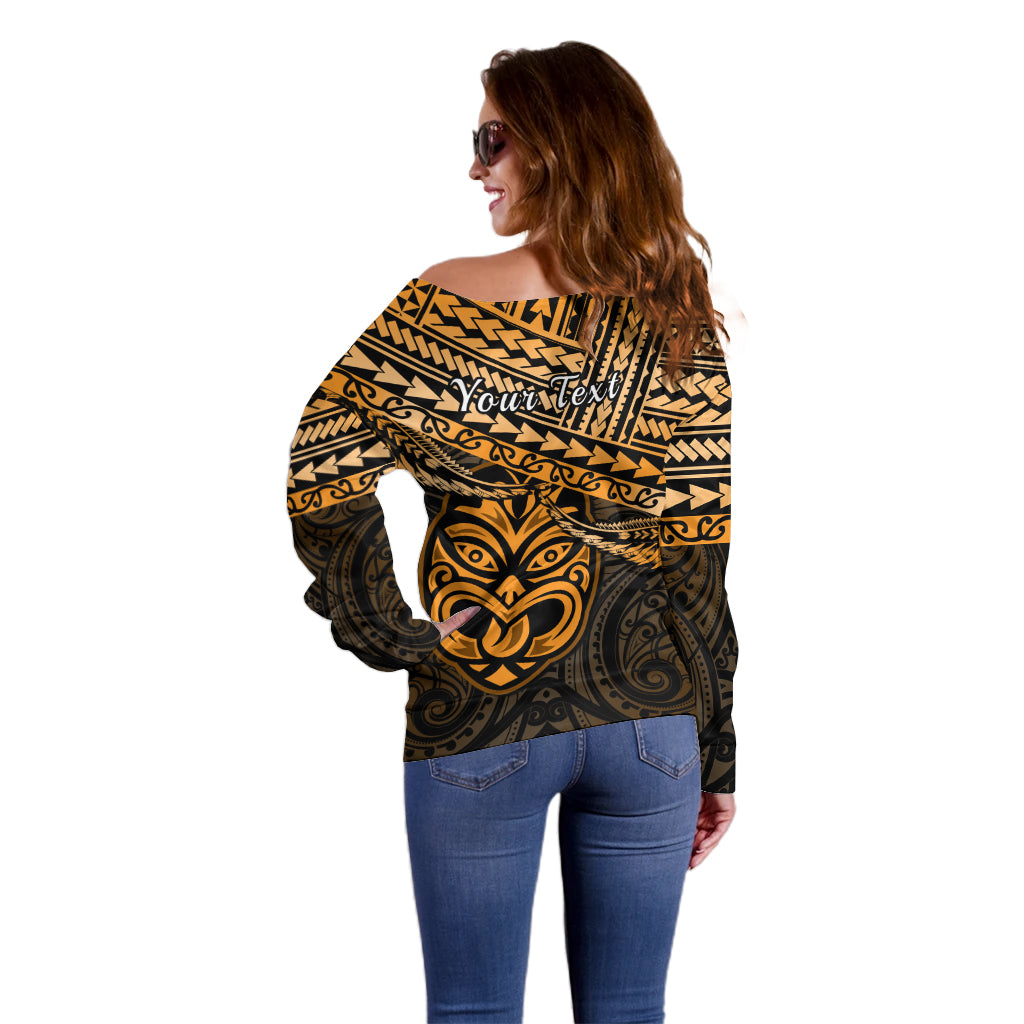 Personalised Matariki New Zealand Off Shoulder Sweater Maori New Year Tiki Gold Version LT14