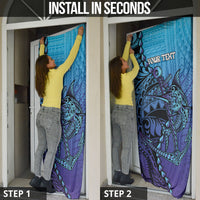Personalised Polynesia Blue Marlin Fishing Door Cover Marlin Anchor Tattoo Polynesian Pattern