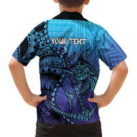 Personalised Polynesia Blue Marlin Fishing Family Matching Puletasi and Hawaiian Shirt Marlin Anchor Tattoo Polynesian Pattern LT14 - Polynesian Pride