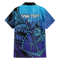 Personalised Polynesia Blue Marlin Fishing Family Matching Puletasi and Hawaiian Shirt Marlin Anchor Tattoo Polynesian Pattern LT14 - Polynesian Pride