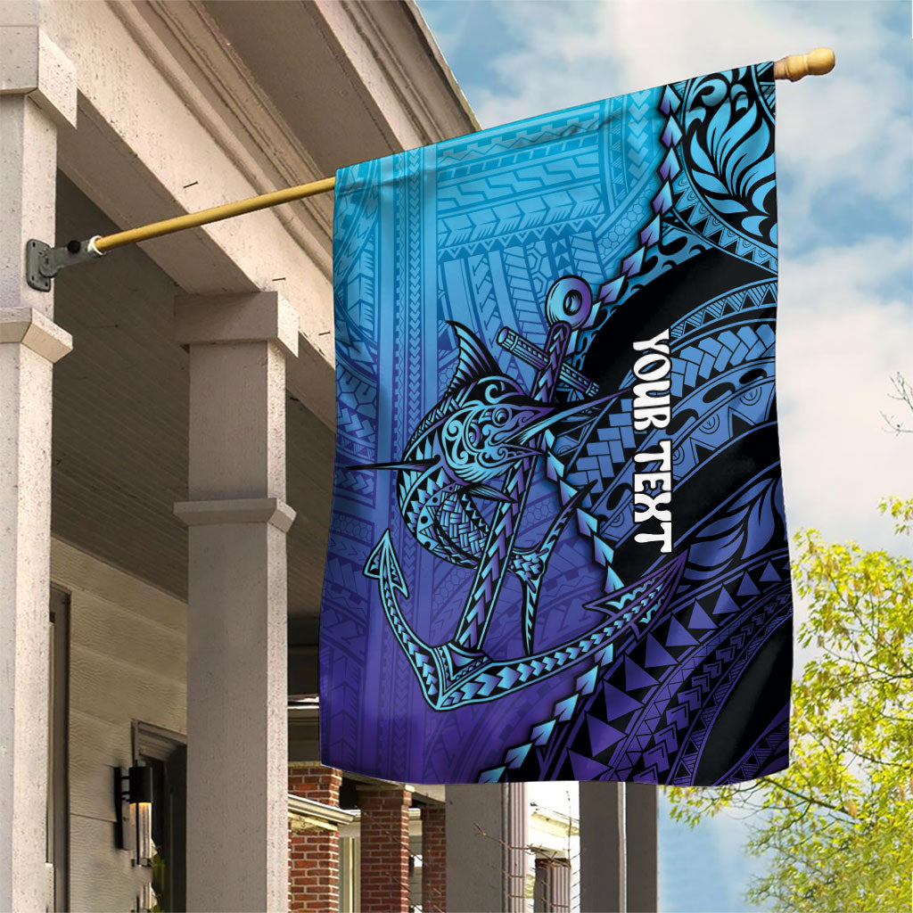 Personalised Polynesia Blue Marlin Fishing Garden Flag Marlin Anchor Tattoo Polynesian Pattern