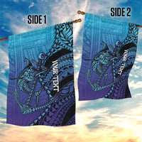 Personalised Polynesia Blue Marlin Fishing Garden Flag Marlin Anchor Tattoo Polynesian Pattern