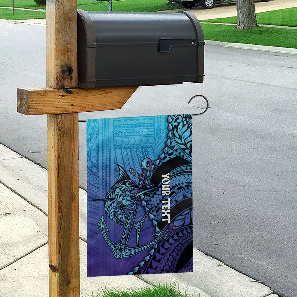 Personalised Polynesia Blue Marlin Fishing Garden Flag Marlin Anchor Tattoo Polynesian Pattern