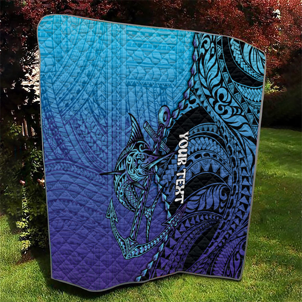 Personalised Polynesia Blue Marlin Fishing Quilt Marlin Anchor Tattoo Polynesian Pattern LT14 - Polynesian Pride