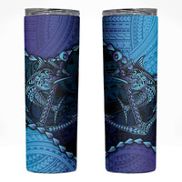 Personalised Polynesia Blue Marlin Fishing Skinny Tumbler Marlin Anchor Tattoo Polynesian Pattern