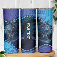 Personalised Polynesia Blue Marlin Fishing Skinny Tumbler Marlin Anchor Tattoo Polynesian Pattern