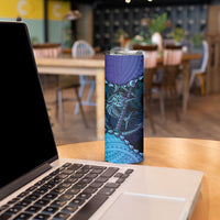 Personalised Polynesia Blue Marlin Fishing Skinny Tumbler Marlin Anchor Tattoo Polynesian Pattern