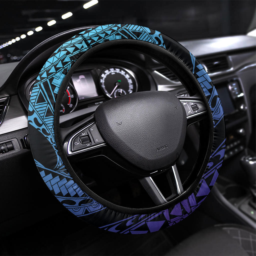 Polynesia Blue Marlin Fishing Steering Wheel Cover Marlin Anchor Tattoo Polynesian Pattern