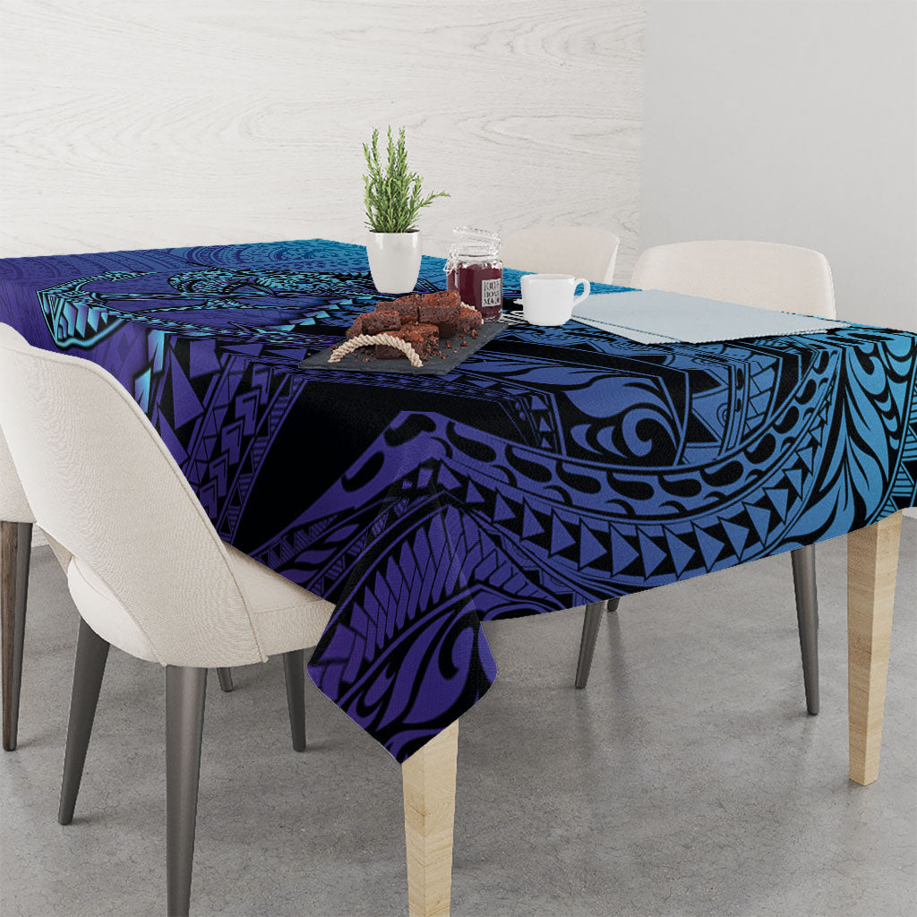 Personalised Polynesia Blue Marlin Fishing Tablecloth Marlin Anchor Tattoo Polynesian Pattern LT14 - Polynesian Pride