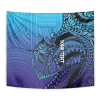 Personalised Polynesia Blue Marlin Fishing Tapestry Marlin Anchor Tattoo Polynesian Pattern