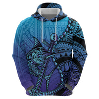 Personalised Polynesia Blue Marlin Fishing Zip Hoodie Marlin Anchor Tattoo Polynesian Pattern LT14 - Polynesian Pride