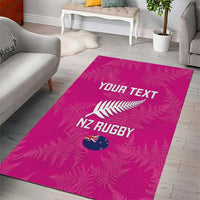 Custom New Zealand Silver Fern Rugby Area Rug Go Aotearoa - Pink Version LT14 - Polynesian Pride