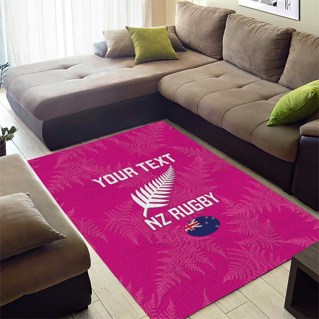 Custom New Zealand Silver Fern Rugby Area Rug Go Aotearoa - Pink Version LT14 - Polynesian Pride