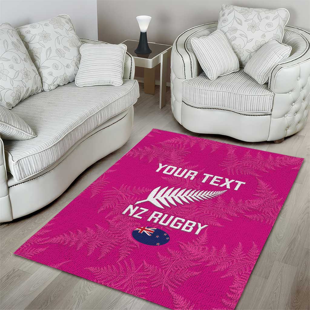 Custom New Zealand Silver Fern Rugby Area Rug Go Aotearoa - Pink Version LT14 - Polynesian Pride