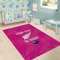 Custom New Zealand Silver Fern Rugby Area Rug Go Aotearoa - Pink Version LT14 - Polynesian Pride