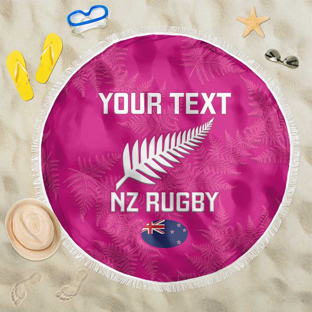 Custom New Zealand Silver Fern Rugby Beach Blanket Go Aotearoa - Pink Version