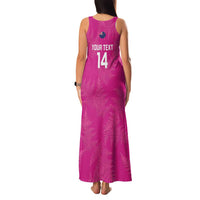 Custom New Zealand Silver Fern Rugby Family Matching Tank Maxi Dress and Hawaiian Shirt Go Aotearoa - Pink Version