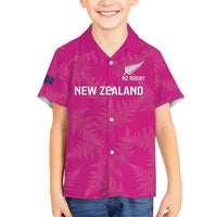 Custom New Zealand Silver Fern Rugby Family Matching Tank Maxi Dress and Hawaiian Shirt Go Aotearoa - Pink Version