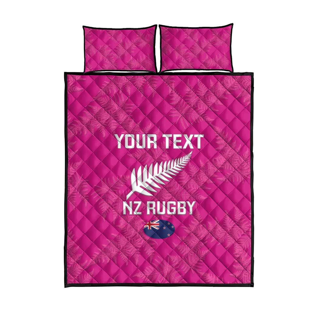 Custom New Zealand Silver Fern Rugby Quilt Bed Set Go Aotearoa - Pink Version
