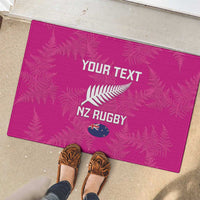 Custom New Zealand Silver Fern Rugby Rubber Doormat Go Aotearoa - Pink Version