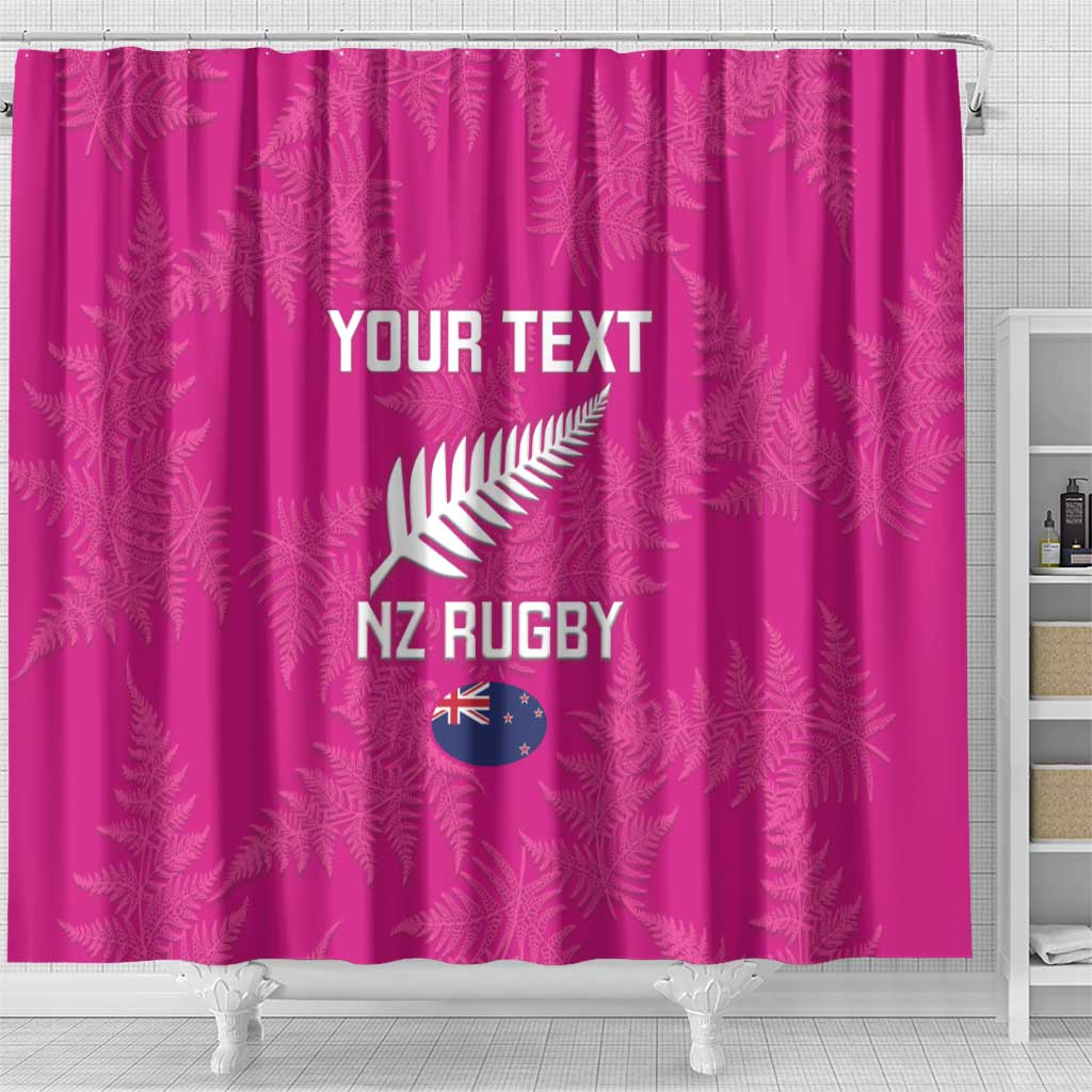Custom New Zealand Silver Fern Rugby Shower Curtain Go Aotearoa - Pink Version