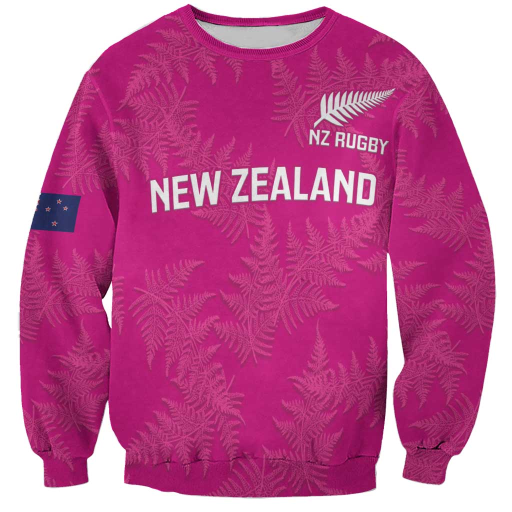 Custom New Zealand Silver Fern Rugby Sweatshirt Go Aotearoa - Pink Version