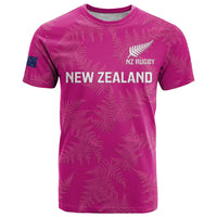 Custom New Zealand Silver Fern Rugby T Shirt Go Aotearoa - Pink Version