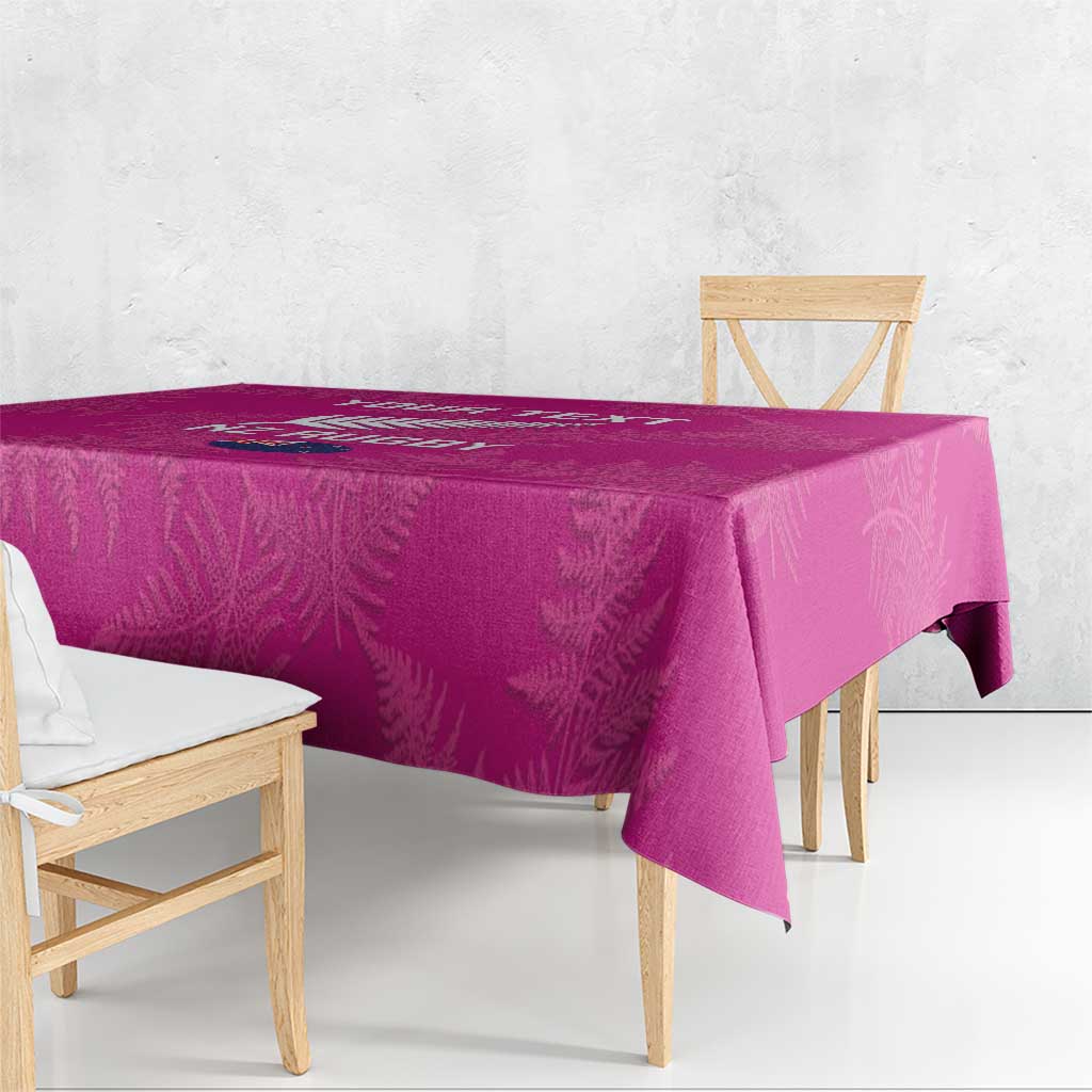 Custom New Zealand Silver Fern Rugby Tablecloth Go Aotearoa - Pink Version LT14 - Polynesian Pride