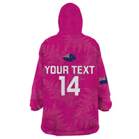 Custom New Zealand Silver Fern Rugby Wearable Blanket Hoodie Go Aotearoa - Pink Version