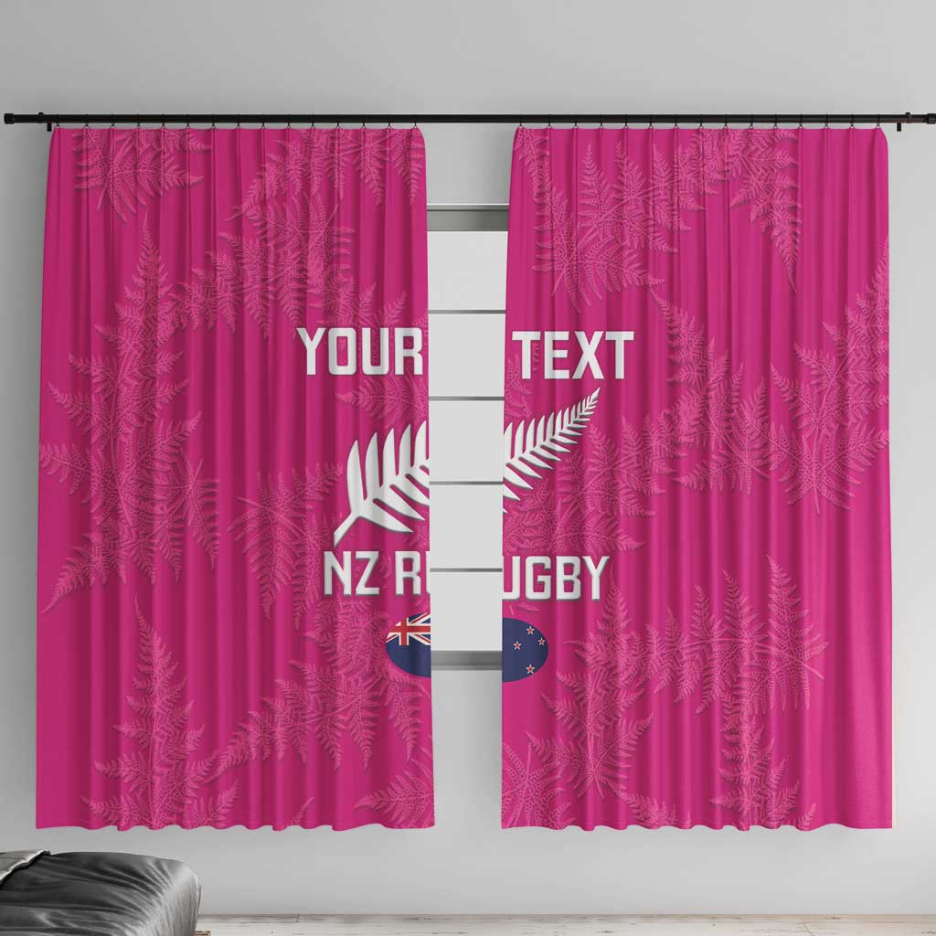 Custom New Zealand Silver Fern Rugby Window Curtain Go Aotearoa - Pink Version LT14 With Hooks Pink - Polynesian Pride