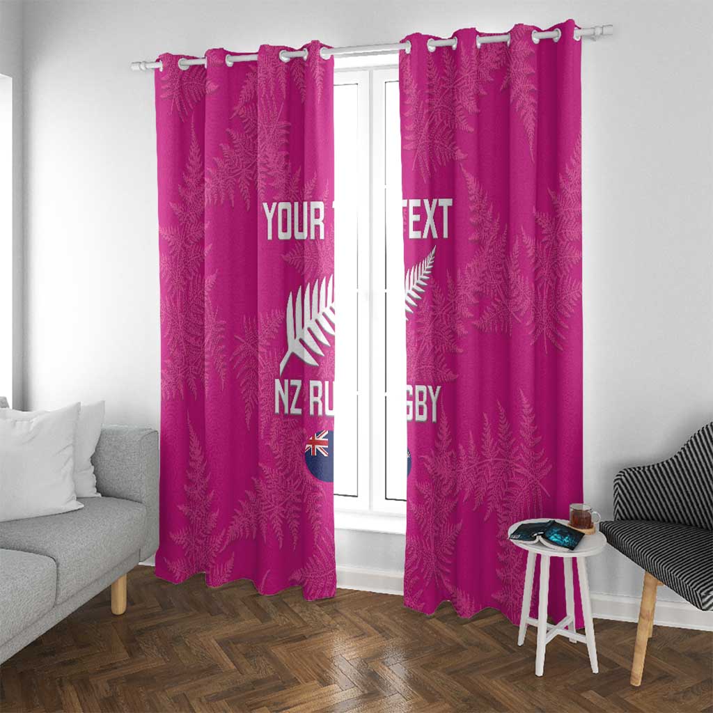 Custom New Zealand Silver Fern Rugby Window Curtain Go Aotearoa - Pink Version LT14 With Grommets Pink - Polynesian Pride