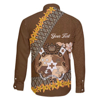 Personalised Tonga Language Week Family Matching Tank Maxi Dress and Hawaiian Shirt Malo e Lelei Tongan Ngatu Pattern - Brown LT14 - Polynesian Pride