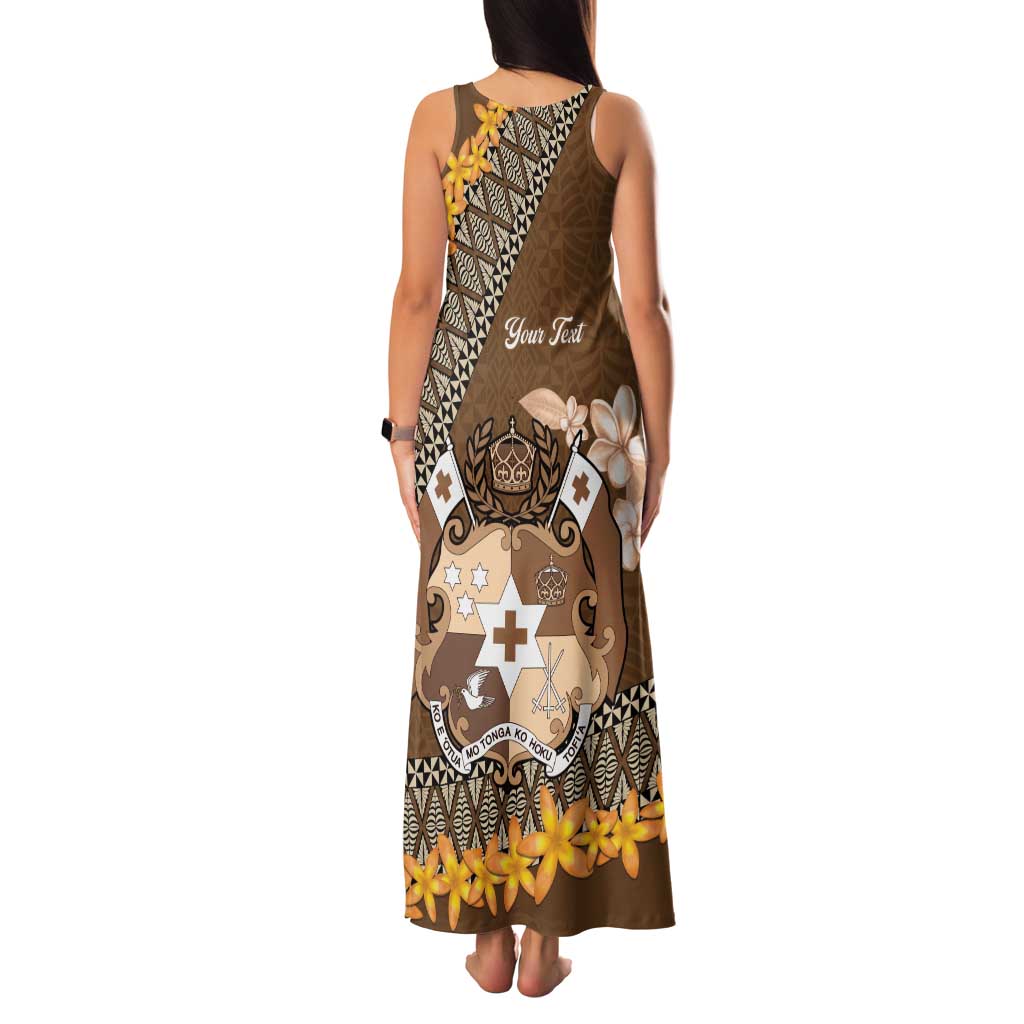 Personalised Tonga Language Week Family Matching Tank Maxi Dress and Hawaiian Shirt Malo e Lelei Tongan Ngatu Pattern - Brown LT14 - Polynesian Pride