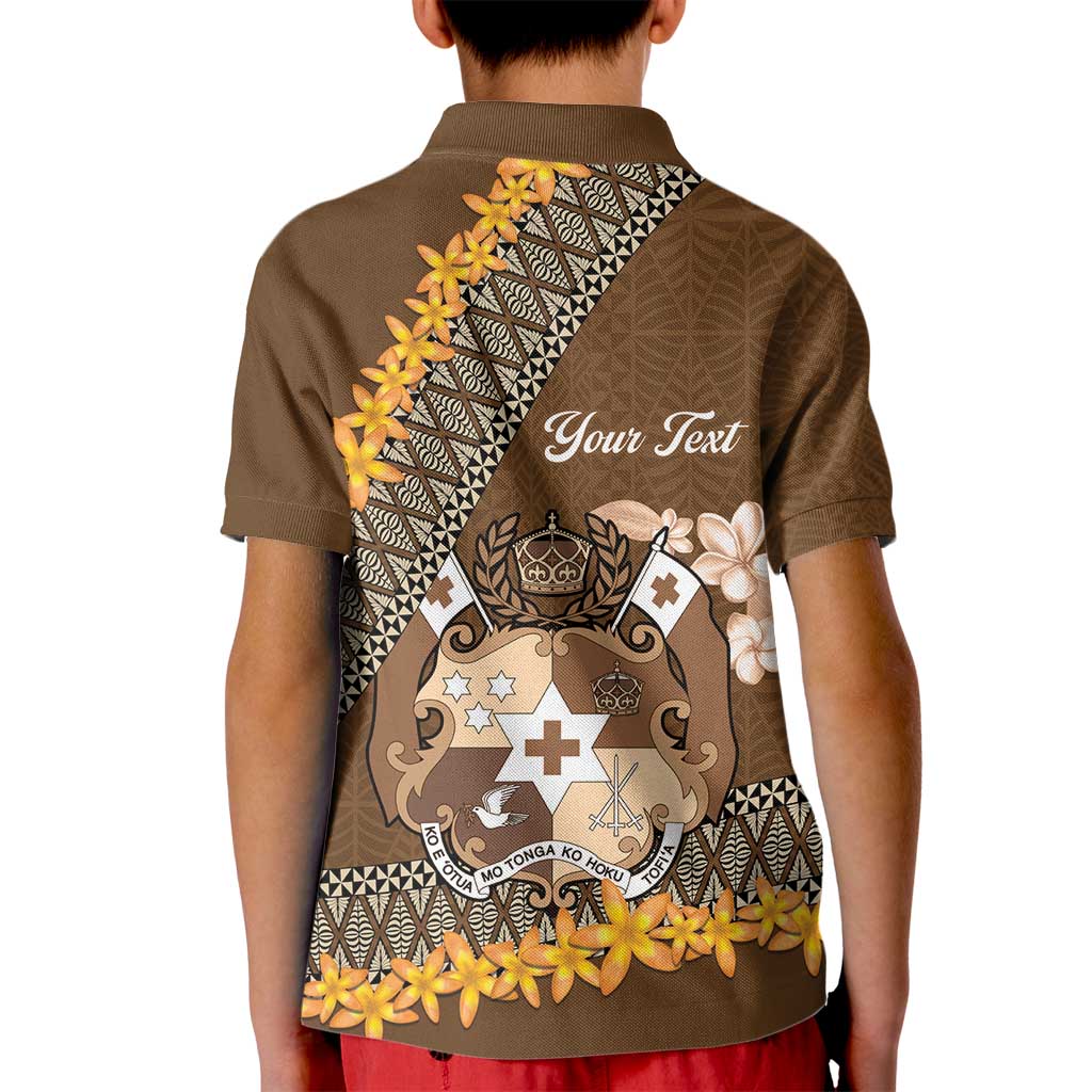 Personalised Tonga Language Week Kid Polo Shirt Malo e Lelei Tongan Ngatu Pattern - Brown LT14 - Polynesian Pride