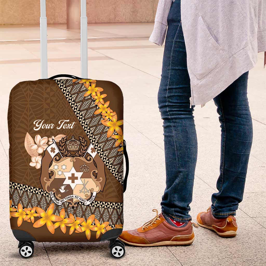 Personalised Tonga Language Week Luggage Cover Malo e Lelei Tongan Ngatu Pattern - Brown LT14 Brown - Polynesian Pride