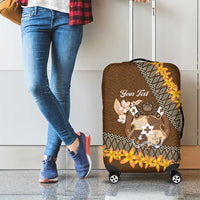 Personalised Tonga Language Week Luggage Cover Malo e Lelei Tongan Ngatu Pattern - Brown LT14 - Polynesian Pride