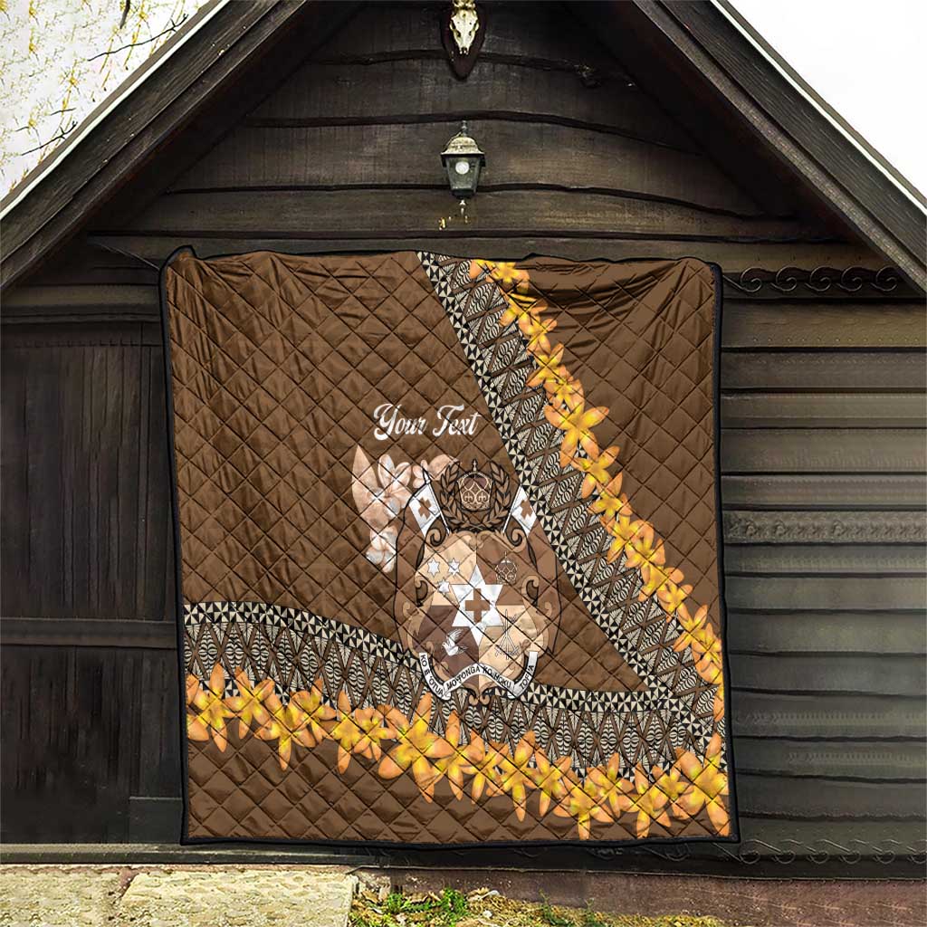 Personalised Tonga Language Week Quilt Malo e Lelei Tongan Ngatu Pattern - Brown LT14 - Polynesian Pride