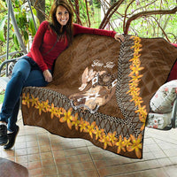 Personalised Tonga Language Week Quilt Malo e Lelei Tongan Ngatu Pattern - Brown LT14 - Polynesian Pride