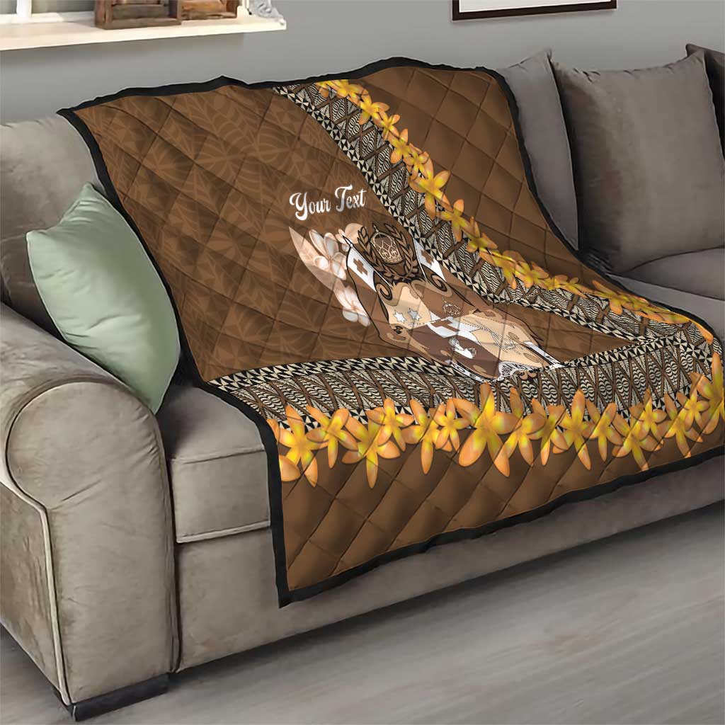 Personalised Tonga Language Week Quilt Malo e Lelei Tongan Ngatu Pattern - Brown LT14 - Polynesian Pride