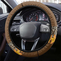 Tonga Language Week Steering Wheel Cover Malo e Lelei Tongan Ngatu Pattern - Brown