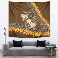 Personalised Tonga Language Week Tapestry Malo e Lelei Tongan Ngatu Pattern - Brown LT14 Brown - Polynesian Pride