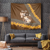 Personalised Tonga Language Week Tapestry Malo e Lelei Tongan Ngatu Pattern - Brown LT14 - Polynesian Pride