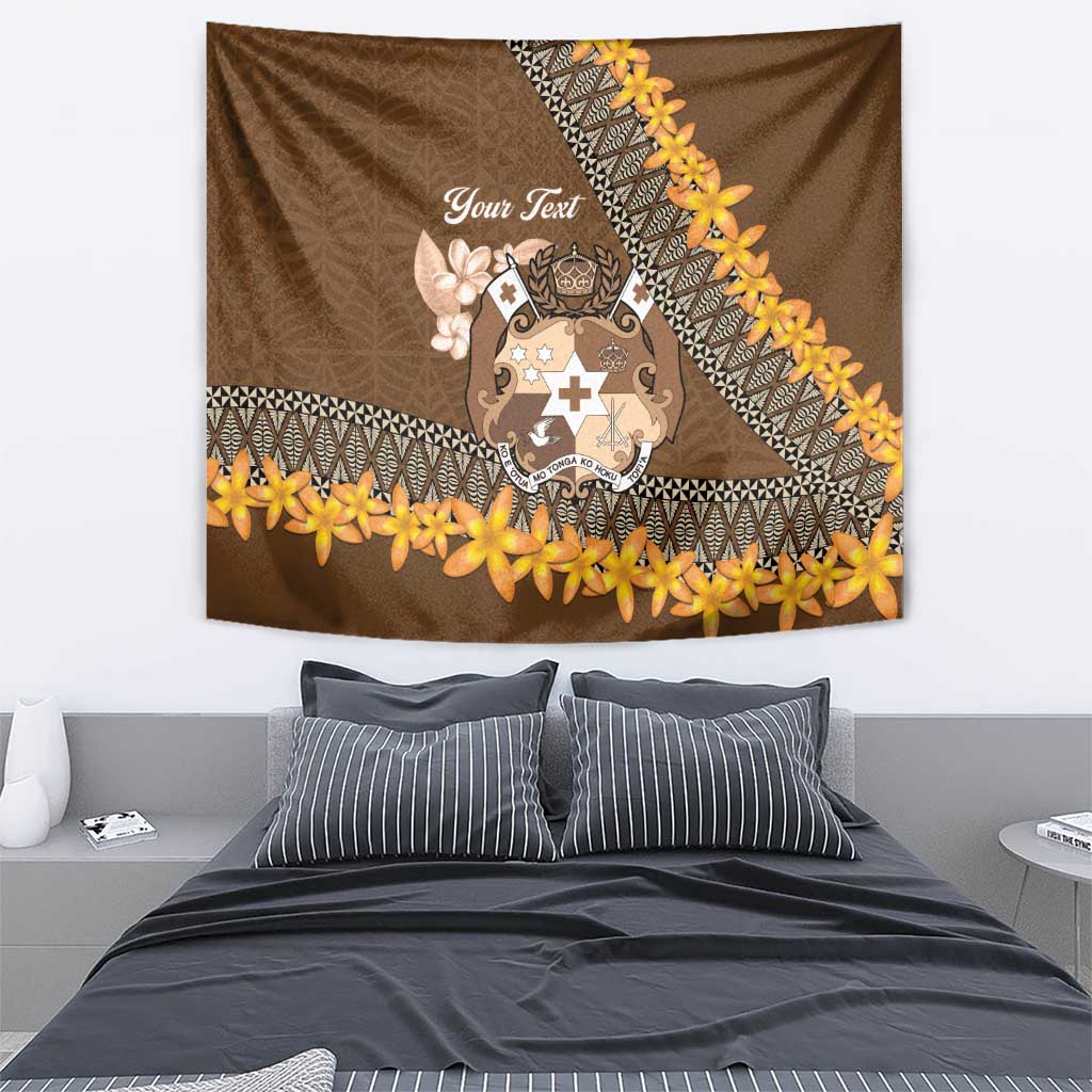 Personalised Tonga Language Week Tapestry Malo e Lelei Tongan Ngatu Pattern - Brown LT14 - Polynesian Pride